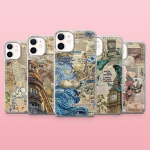 Capa de jornal vintage para iPhone 16, 15, 14, 13, 12, Samsung S25, S24, S23FE, S22, A16, A55, A25, Pixel 9Pro