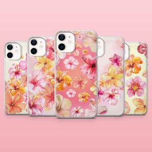 Hibiscus Phone Case Tropical Hawaii Flower Cover for iPhone 16, 15, 14, 13, 12, Samsung S25, S24, S23FE, S22, A16, A55, A25,Pixel 9Pro