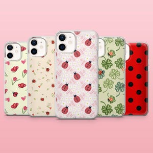 Lady Bug Phone Case Simple Insect Cover for iPhone 16, 15, 14, 13, 12, Samsung S25, S24, S23FE, S22, A16, A55, A25, Pixel 9Pro, 8A
