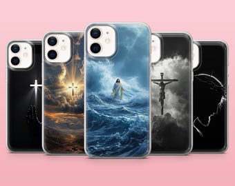 Jesus Phone Case Christian Cross Cover for iPhone 17Pro, 16, 15, 14, 13, 12, Samsung S25, S24, S23Fe, S22, A16, A26, A56, Pixel 10, 9Pro