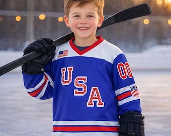 Personalisiertes USA Hockey Jersey - Personalisiertes Country Flagge Jersey mit Namen & Nummer - Jugend- bis Erwachsenengröße - Eishockey Fanausrüstung in allen Farben