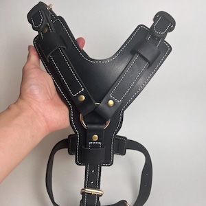 Luxury genuine leather dog harness,handmade Y-shaped pet chest harness,neck and chest  adjustable,for medium and large dogs Shepherd,Bulldog