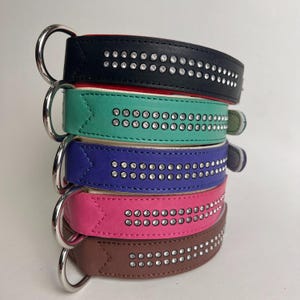 Luxury Rhinestone Leather Dog Collar: Double Layer Cowhide, Bling Pet Collar