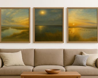 Marsh Landscape Prints Set of 3: Coastal Wall Art (36x24 Digital Download)