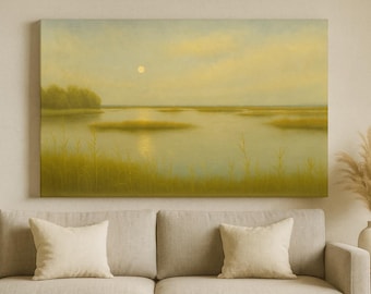 Golden Marsh Sunrise Print: Coastal Landscape Wall Art (Digital Download 36x24in Max)