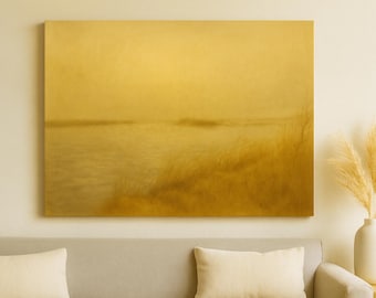Southern Marsh Sunset Art: Heron Landscape Oil Painting (Digital Download 36x24