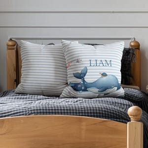 Taie d&#39;oreiller baleine personnalisée, décoration de literie pour enfants mignons, décoration de chambre de bébé, cadeau sur le thème des baleines, décoration de chambre pour amoureux de l&#39;océan