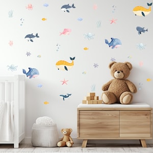 Ocean Life Wall Decals - Nursery Decor | Removable Sea Animals Nursery Wall Stickers | Nursery Decor | Kids Room Wall Art