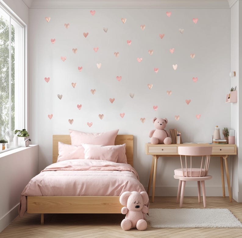Earth Tone Hearts Wall Decals: Watercolor Nursery Decor, Removable ...