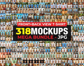 318 Front and Back View T-shirt Mockup Bundle, Comfort Colors Front Back Mockup, Shirt Bundle, Heavy Cotton Tee Flat Lay, Real Model Mockup