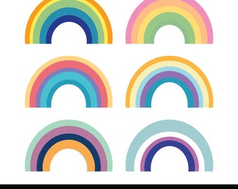 6 Rainbow SVG Bundle, Rainbow Clipart, Rainbow Png, Pastel Rainbow Svg, Boho Rainbow SVG, Cute Rainbow Svg, Hand Drawn Rainbow, Boho Sticker