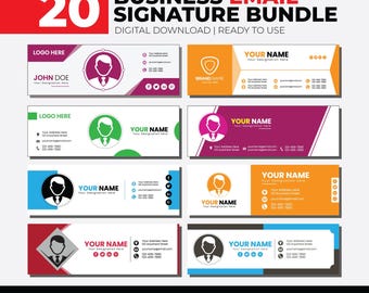 20 Gmail Email Signature Template Bundle, Personal Email Signature, Clickable Signature, Gmail Signature, Email Marketing, Business Email