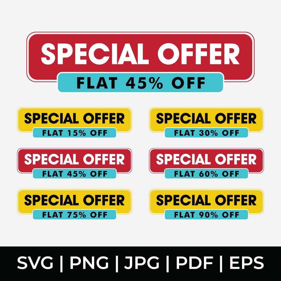 Offer Labels Special Offer Discount SVG Bundle, Flat off Sale Label, Promo Badge ...