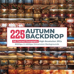 225 Autumn Season Backdrop JPG Bundle, Fall Photography Backgrounds, Autumn Bokeh Backdrops, Autumn Leaves Background, Pumpkins, Sunflowers