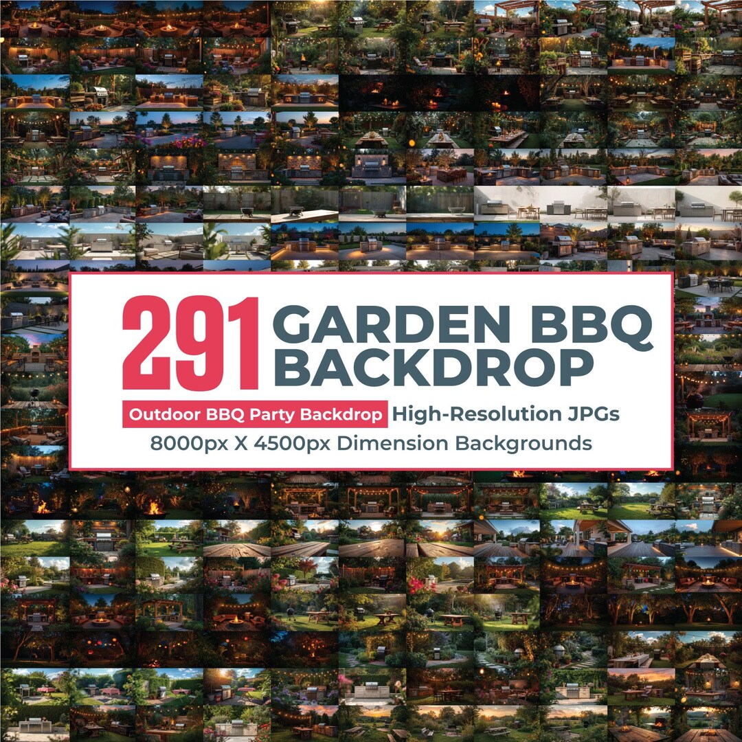 291 Garden Barbeque Backdrop Bundle, Event Celebration Party, BBQ ...
