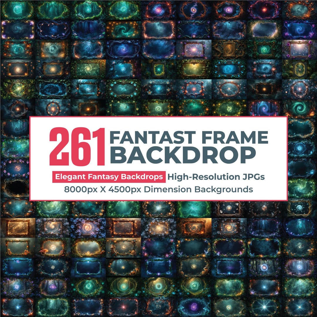 261 Fantasy Frame Backdrops Bundle, Magical Frame Backgrounds, Fantasy ...
