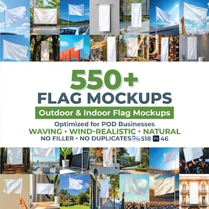 564 Outdoor Flag Mockup, Waving Flag Mockup, Realistic Flag Mockup, Flag Mockups Bundle, Realistic Outdoor & Indoor Flag Mockups, Wavy Flag