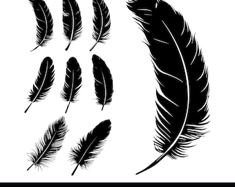 Feather SVG Bundle, Feather Silhouette, Feather SVG, Feather Birds SVG, Feather Clipart, Boho Feather Svg, Tribal Feather, Vintage Feather