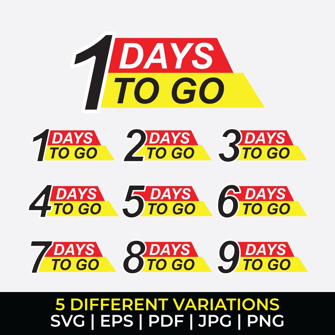 Countdown Label Countdown Labels Bundle, 1 to 9 Days to Go Stickers, Event Reminder ...