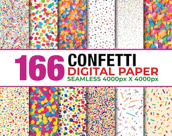 166 Rainbow Confetti Seamless Digital Paper, Seamless Party Digital Paper, Rainbow Confetti Pattern, Confetti Scrapbook Paper, Sprinkles