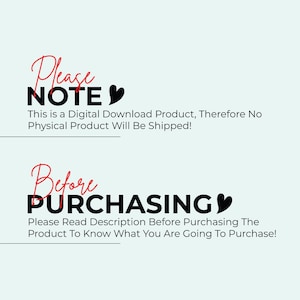 Puede incluir: Aviso de producto de descarga digital con las palabras "Please NOTE" en escritura negra y roja, seguido de un mensaje que indica que no se enviar&aacute; ning&uacute;n producto f&iacute;sico. Debajo, se muestra "Before PURCHASING".
