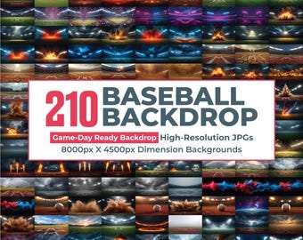 210 Baseball Backdrop Bundle, Baseball Field Backgrounds, Smoke Effect Photo Backdrops, Baseball Stadium Lights, Baseball Field Background