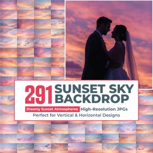 291 Sunset Sky Backdrop Bundle, Romantic Sky, Sky Overlays, Sky Overlays Summer Backdrop, Clouds Background, Sky Sunset Overlays, Nature Sky