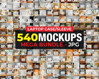 540 Laptop Case Mockup Bundle, Laptop Cover Mockup, Laptop Bag Mockup, Laptop Sleeve Mockup, Aesthetic Laptop Cover, Office Laptop Sleeve