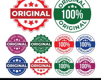 Original Seal Stamp SVG, Premium Quality Emblem Clipart, Original Badge SVG Bundle, 100% Original Labels, Authentic Stamp Clipart, Genuine