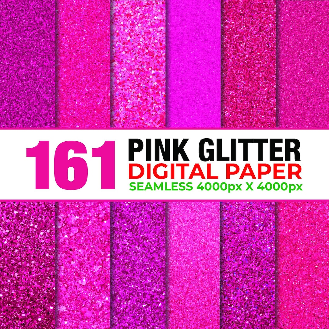161 Pink Glitter Seamless Digital Paper, Pink Sparkles Paper, Pink ...