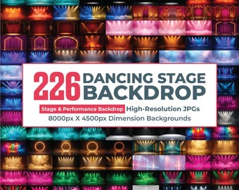 226 Dancing Stage Backdrop Bundle, Dance Stage Backdrop, Spotlights Dance Backdrops, Dance Stage Photography, Vibrant Neon Dance Stage