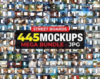 445 Advertisement Poster Mockups, Mockups for Ads, Street Commercial billboard mockups, Sign Mockup Bundle, Street Commercial board mockups