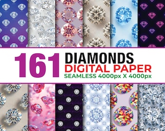 61 Diamond Seamless Digital Paper, Diamond Paper, Luxury Diamond Paper, Sparkle Diamond Paper Texture, Rhinestone Paper, Glowing Diamond