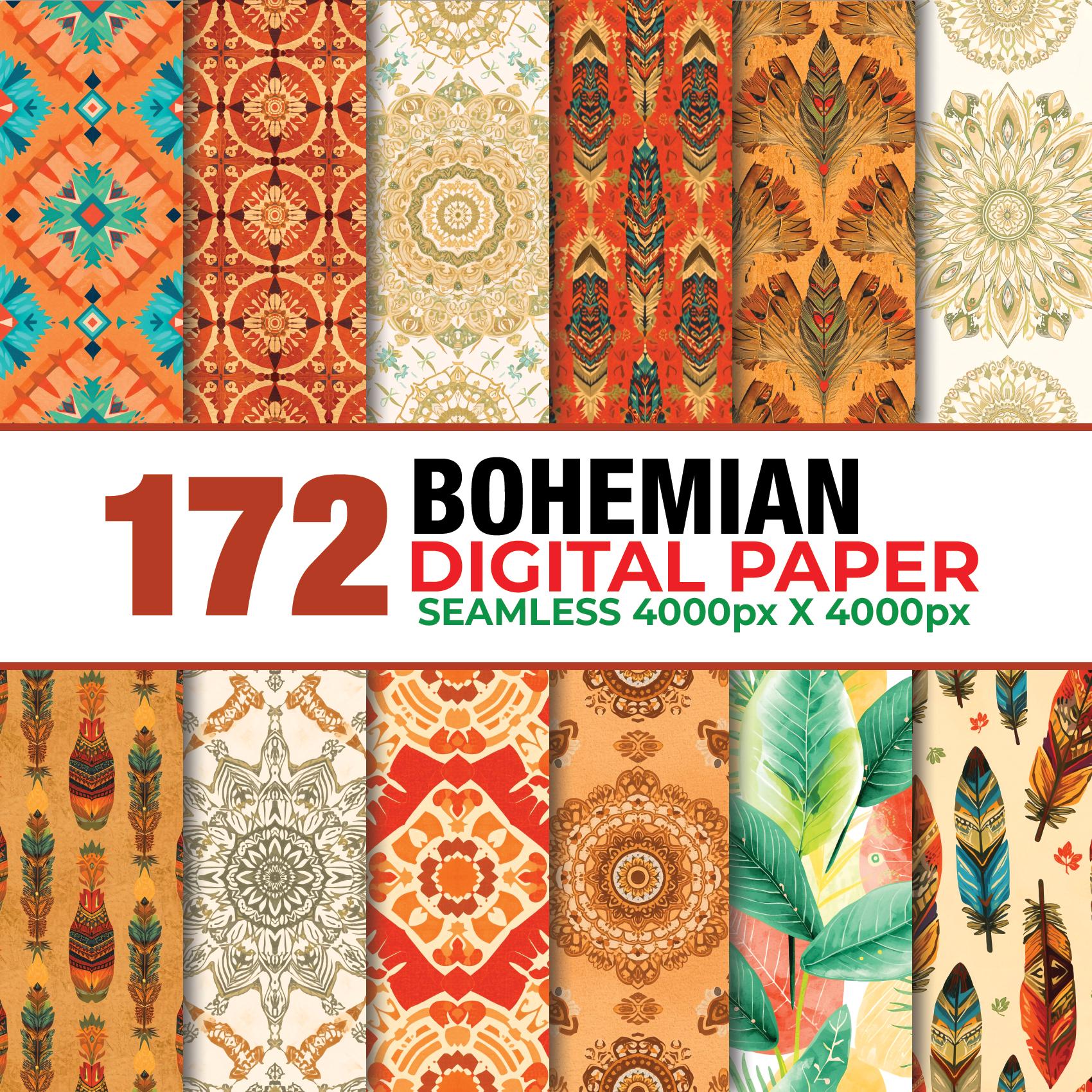 172 Bohemian Seamless Digital Paper Bundle, Bohemian Tones Paper, Soft ...
