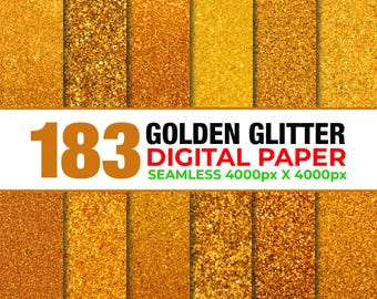 183 Gold Glitter Seamless Digital Paper, Luxury Gold Textures, Gold Digital Paper, Glitter & Foil Backgrounds, Metallic Gold Paper, Sparkle