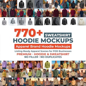 773 Hoodie Mockup Bundle, Hoodie Ärmel Mockup, Kapuzen Sweatshirt Mockup, Unisex Hoodie Mockup, Weiß Schwarz & Farbige Hoodies, Sweatshirt