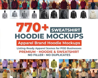 773 Hoodie Mockup Bundle, Hoodie Sleeve Mockup, Hooded Sweatshirt Mockup, Unisex Hoodie Mockup, White Black & Colored Hoodies, Sweatshirt