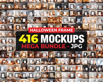 Zestaw 416 makiet ramek na Halloween, makiety pionowych ramek ściennych, zestaw makiet ramek do zdjęć, upiorne jesienne ramki na zdjęcia, makiety ramek ściennych