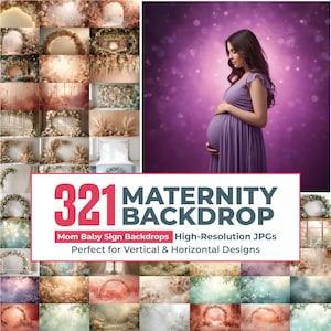 321 Maternity Backdrop Bundle, Floral Maternity Backdrop, Flower Maternity Backdrop, Maternity Backdrops for Studio, Pregnancy Backdrop