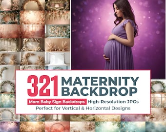 321 Maternity Backdrop Bundle, Floral Maternity Backdrop, Flower Maternity Backdrop, Maternity Backdrops for Studio, Pregnancy Backdrop