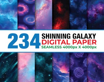 234 Galaxy Stars Seamless Digital Paper, Watercolor Galaxy Digital Paper, Space Background, Starry Night Sky, Cosmic Paper, Galaxy Paper
