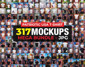 317 USA Independence Day T-Shirt Mockup, 4th of July Mockup, Patriotic Mockup Bundle, Patriotic Shirt Mockup, USA Flag, White T-shirt Mockup