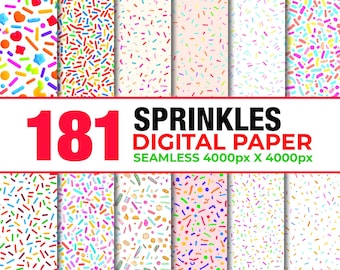 181 Sprinkles Seamless Digital Paper, Sprinkles Digital Paper, Candy Sprinkles Digital Paper, Donut Sprinkles, Sprinkle Pattern, Confetti