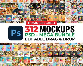 312 Premium Business Card PSD Mockups, Boho Business Card Mockup Bundle, Elegant and Minimal Modern Business Card, PSD Blank Card Mockup