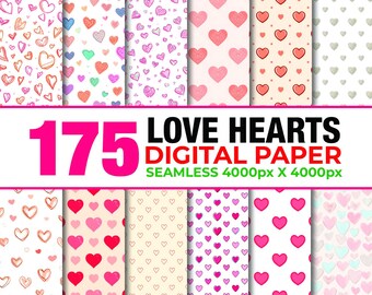 175 valentijnsharten naadloos digitaal papier, hart achtergrond, valentijn digitaal papier, valentijnsdag digitaal papier, valentijnspatroon hart
