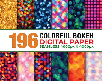 196 Carta digitale senza soluzione di continuità con effetto bokeh colorato, Scrapbooking con effetto bokeh polveroso, Carta con effetto bokeh acquerellato, Texture glitterata arcobaleno, Carta con effetto bokeh arcobaleno