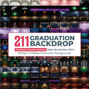 211 Graduation Backdrop Bundle Grad & Glitter Backdrop, Senior Portrait Photography Background, School Graduation, Graduation Photography