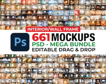 661 PSD Frames Mockup Bundle, Frame Mockup Bundle, PSD Frames Bundle, Mega Bundle Frames Mockup, Wall Mockup Frame, Smart Object Drag & Drop