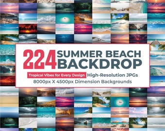 224 Sommer Strand Kulissen Bundle, Sommer Strand Fotografie, Sonnenuntergang Strand Kulissen, Mutterschaft Kulissen, Sommer Saison Kulisse Tropisch