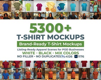 Pacchetto di oltre 5300 mockup di t-shirt, pacchetto di mockup di t-shirt in cotone pesante, mockup di t-shirt boho in stile flat lay, pacchetto di mockup di abbigliamento, mockup di t-shirt bianche in formato PSD